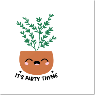 It's Party Thyme -  Kawaii Plant Herb Puns Posters and Art